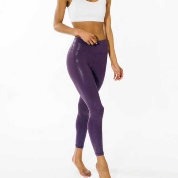 ZYIA Pants - ZYIA Light n Tight Plum Metallic Leggings, Size 6-8